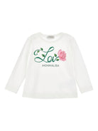 T-shirt per bambina Monnalisa bianco con design con testo Love - Rubino Kids