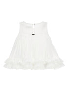 T-shirt per bambina Monnalisa bianco con design plissettato - Rubino Kids