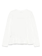 T-shirt per bambina Monnalisa bianco con orlo con ruches - Rubino Kids