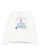 T-shirt per bambina Monnalisa bianco con orlo con ruches - Rubino Kids