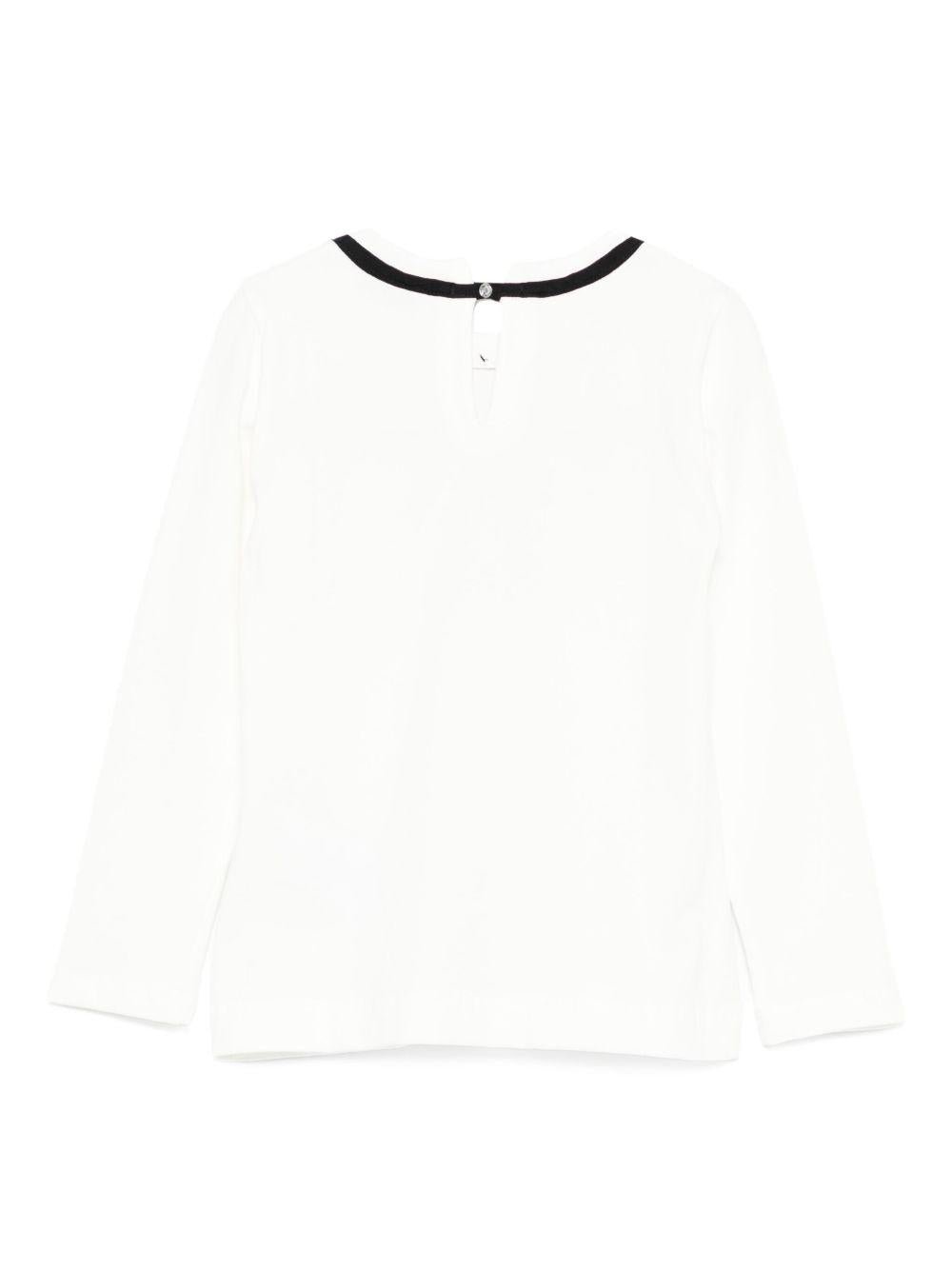 T-shirt per bambina Monnalisa bianco con ricamo fiocco - Rubino Kids