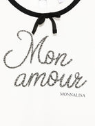 T-shirt per bambina Monnalisa bianco con ricamo fiocco - Rubino Kids