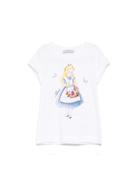 T-shirt per bambina Monnalisa bianco con stampa grafica x Disney - Rubino Kids