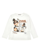 T-shirt per bambina Monnalisa bianco con stampa sul davanti - Rubino Kids