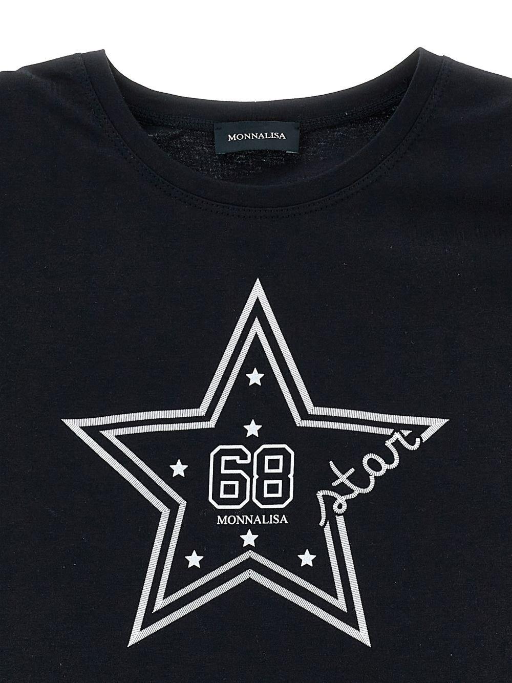 T-shirt per bambina Monnalisa nera con stampa stella - Rubino Kids