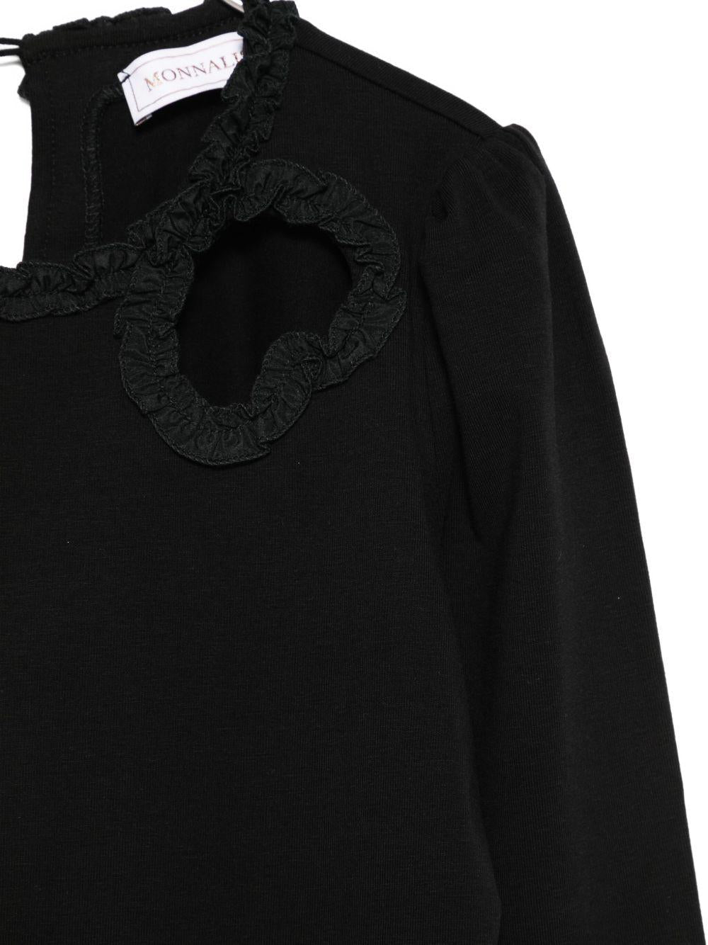 T-shirt per bambina Monnalisa nero con dettaglio a cuore - Rubino Kids