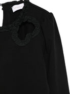 T-shirt per bambina Monnalisa nero con dettaglio a cuore - Rubino Kids