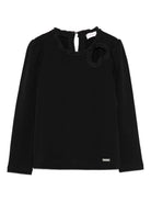 T-shirt per bambina Monnalisa nero con dettaglio a cuore - Rubino Kids