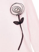 T-shirt per bambina Monnalisa rosa con applicazione a fiori - Rubino Kids