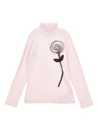 T-shirt per bambina Monnalisa rosa con applicazione a fiori - Rubino Kids