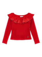 T-shirt per bambina Monnalisa rossa con paillettes - Rubino Kids