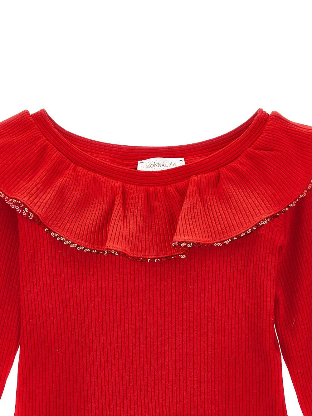 T-shirt per bambina Monnalisa rossa con paillettes - Rubino Kids