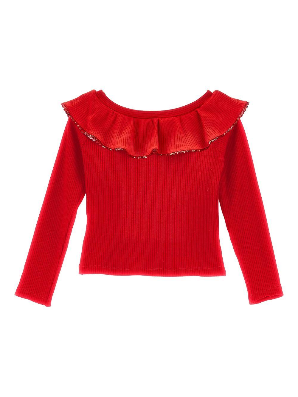 T-shirt per bambina Monnalisa rossa con paillettes - Rubino Kids