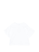 T-shirt per bambina Moschino Kids bianca con dettaglio Teddy Bear - Rubino Kids