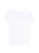 T-shirt per bambina Moschino Kids bianca con logo con strass - Rubino Kids