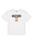 T-shirt per bambina Moschino Kids bianca con motivo Teddy Bear - Rubino Kids
