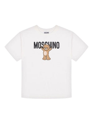 T-shirt per bambina Moschino Kids bianca con motivo Teddy Bear