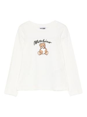 Moschino Kids white T-shirt for girls with Teddy Bear motif