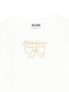 T-shirt per bambina Moschino Kids bianca con ricamo con fiocco - Rubino Kids