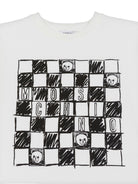 T-shirt per bambina Moschino Kids bianca con stampa a quadretti - Rubino Kids