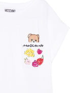 T-shirt per bambina Moschino Kids bianca con stampa Teddy Bear - Rubino Kids