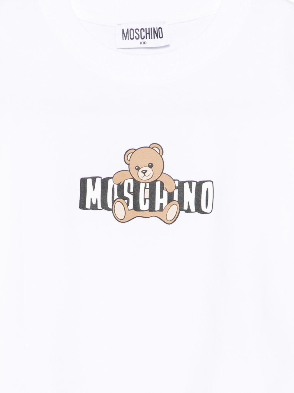 T-shirt per bambina Moschino Kids bianca con stampa Teddy Bear - Rubino Kids