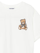 T-shirt per bambina Moschino Kids bianca con stampa teddy - Rubino Kids