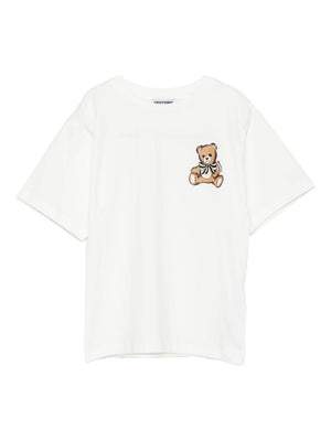 T-shirt per bambina Moschino Kids bianca con stampa teddy