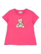 T-shirt per bambina Moschino Kids fucsia con logo Teddy Bear - Rubino Kids