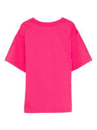 T-shirt per bambina Moschino Kids fucsia con stampa e logo - Rubino Kids