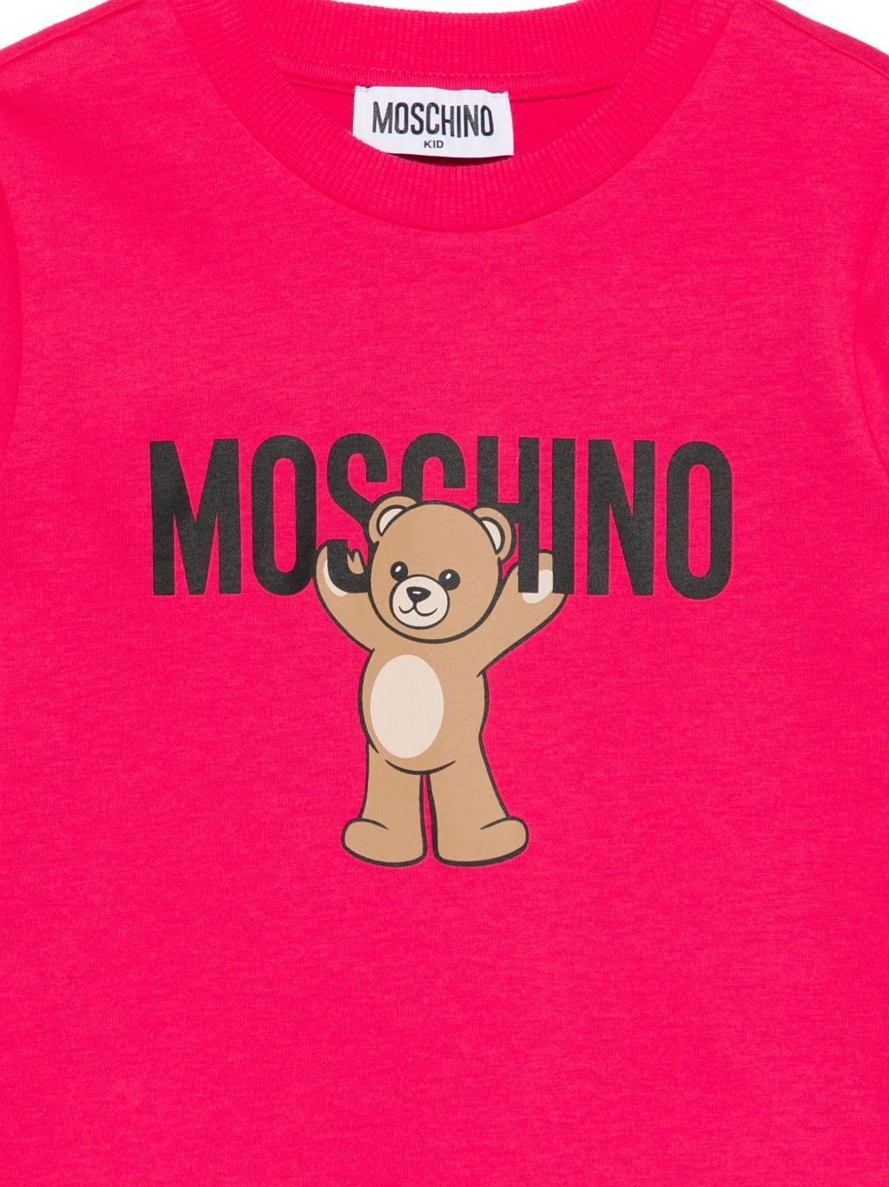 T-shirt per bambina Moschino Kids fucsia con stampa Teddy Bear - Rubino Kids