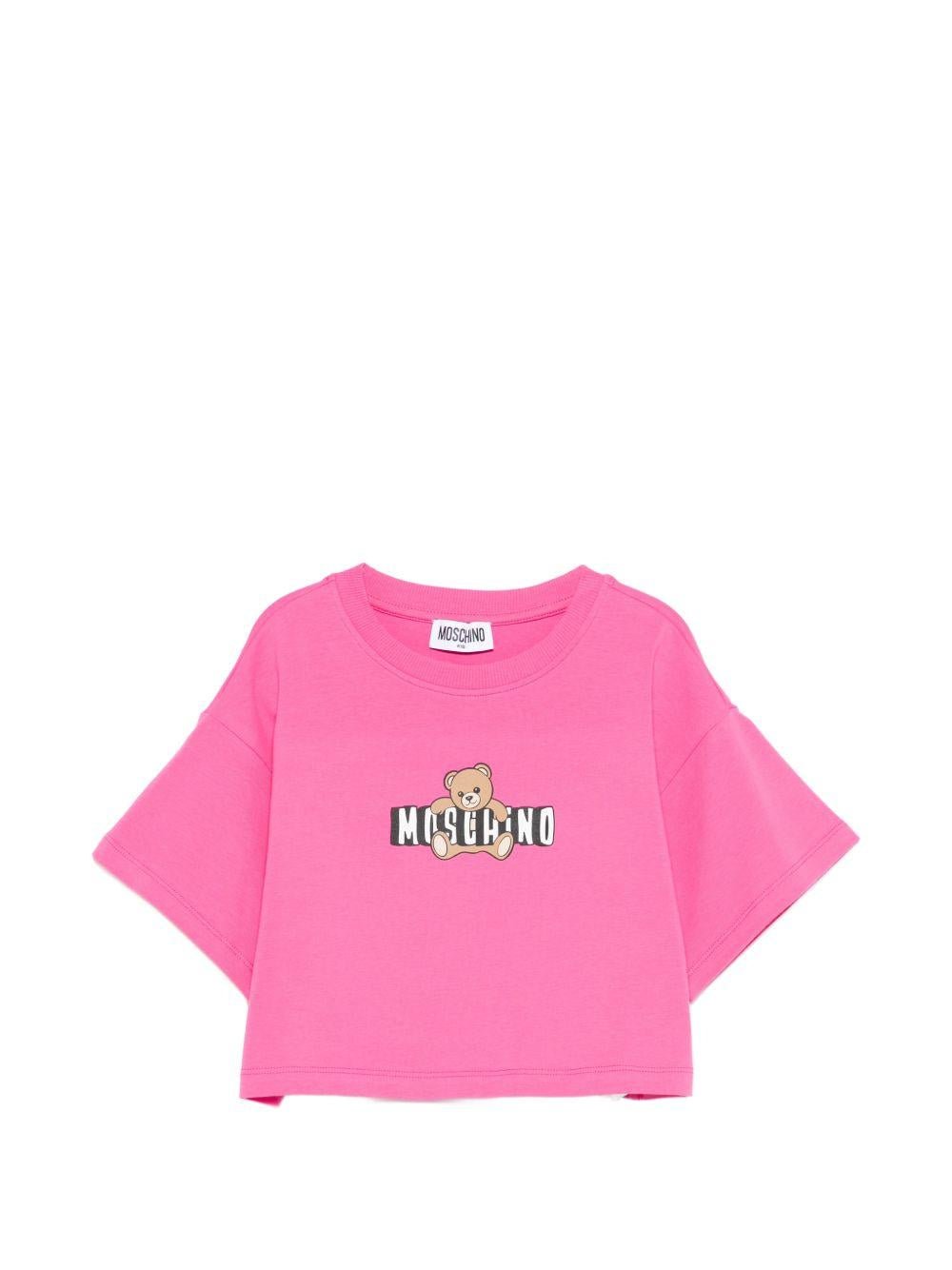 T-shirt per bambina Moschino Kids fucsia con stampa Teddy Bear - Rubino Kids
