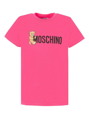 Moschino Kids fuchsia T-shirt for girls with Teddy Bear print