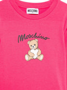 T-shirt per bambina Moschino Kids fucsia con stampa Teddy - Rubino Kids