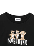 T-shirt per bambina Moschino Kids nera con dettaglio Teddy Bear - Rubino Kids