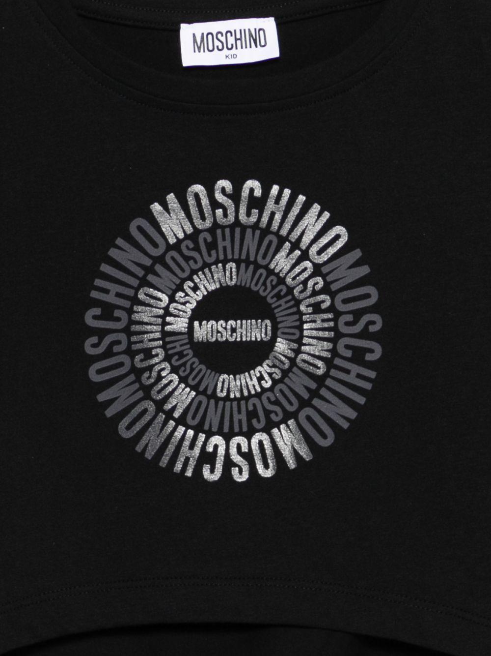 T-shirt per bambina Moschino Kids nera con logo sul davanti - Rubino Kids