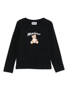 T-shirt per bambina Moschino Kids nera con stampa Teddy Bear - Rubino Kids