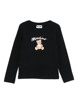 Moschino Kids black T-shirt for girls with Teddy Bear print