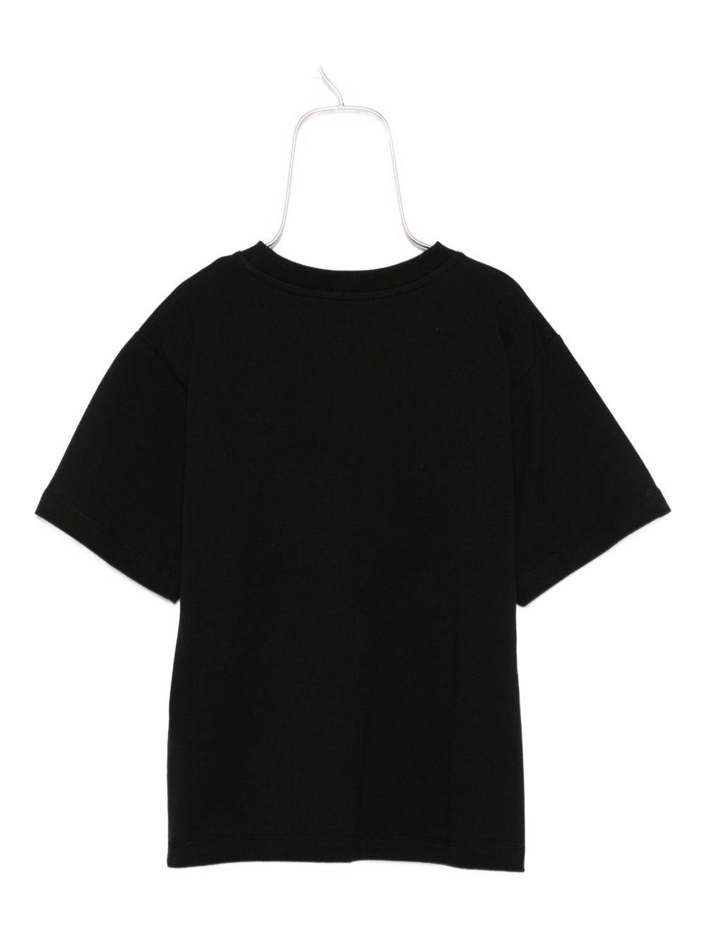 T-shirt per bambina Moschino Kids nera con stampa teddy - Rubino Kids