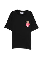 T-shirt per bambina Moschino Kids nera con stampa Teddy - Rubino Kids
