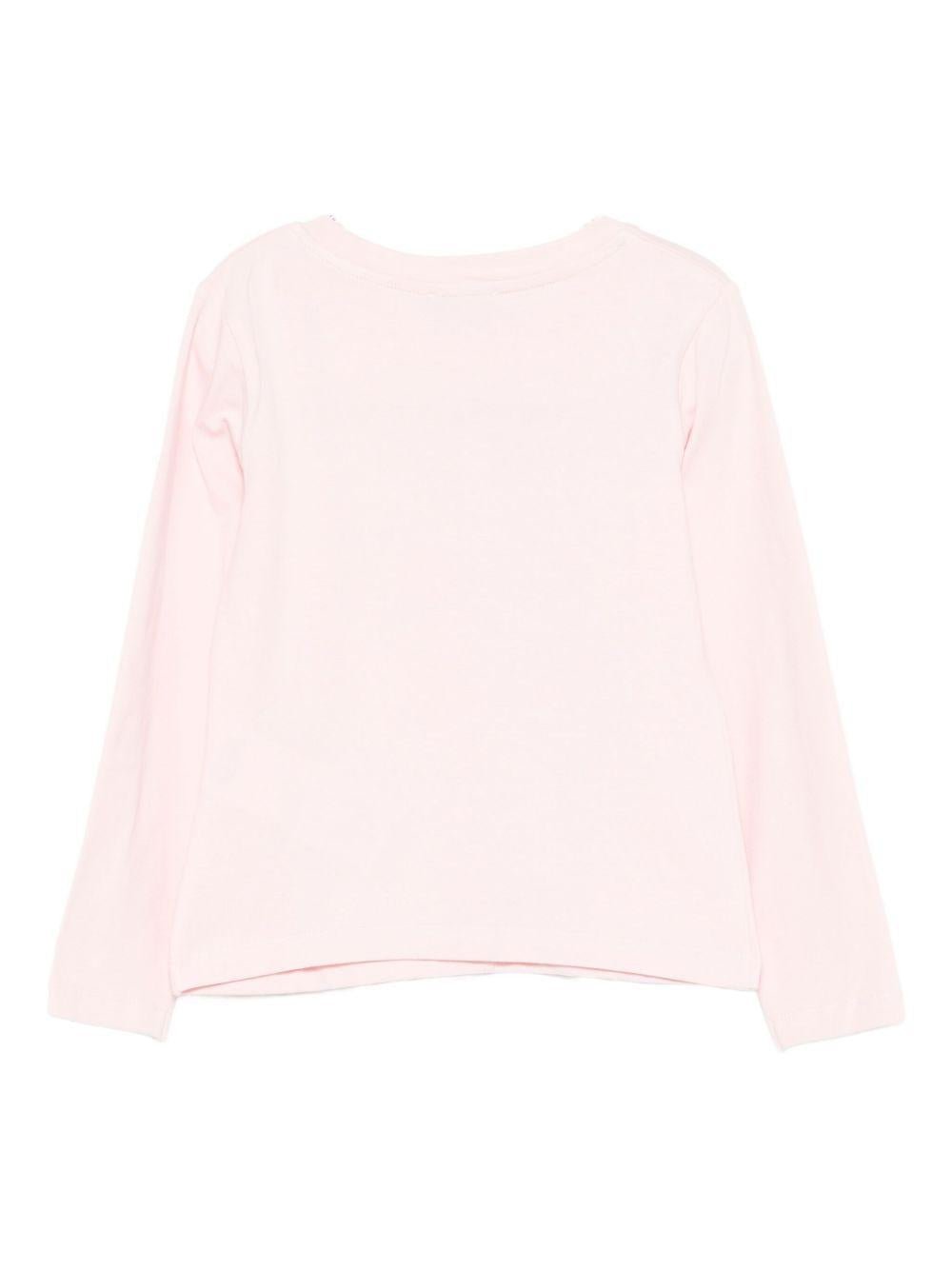 T-shirt per bambina Moschino Kids rosa con maniche lunghe - Rubino Kids