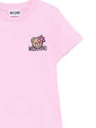 T-shirt per bambina Moschino Kids rosa con ricamo Teddy Bear - Rubino Kids