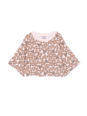 T-shirt per bambina Moschino Kids rosa con stampa all-over