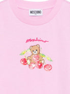 T-shirt per bambina Moschino Kids rosa con stampa ciliegie - Rubino Kids