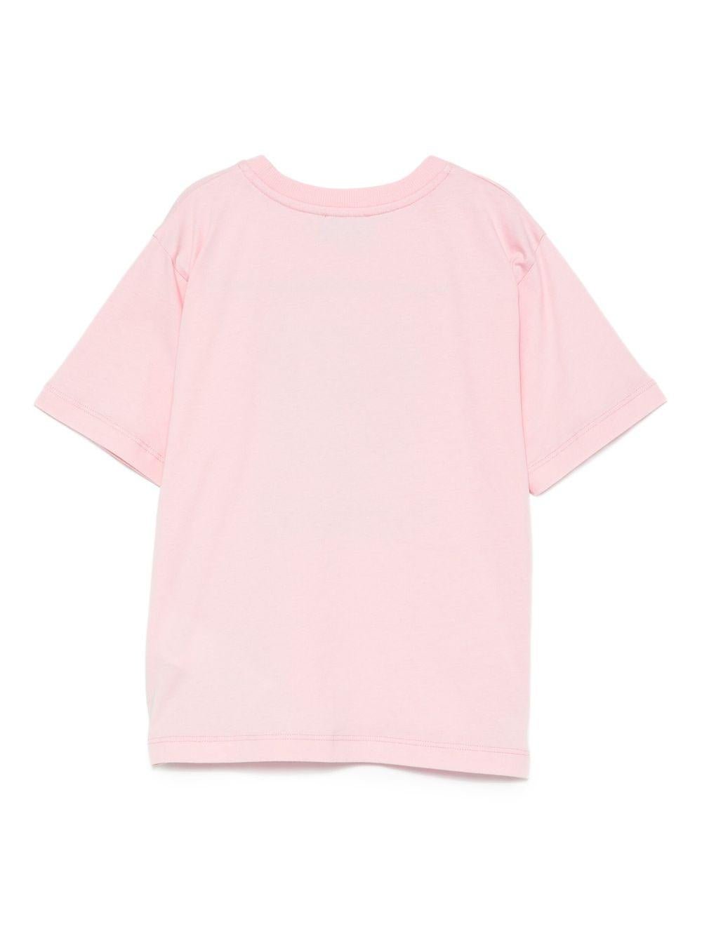 T-shirt per bambina Moschino Kids rosa con stampa grafica - Rubino Kids