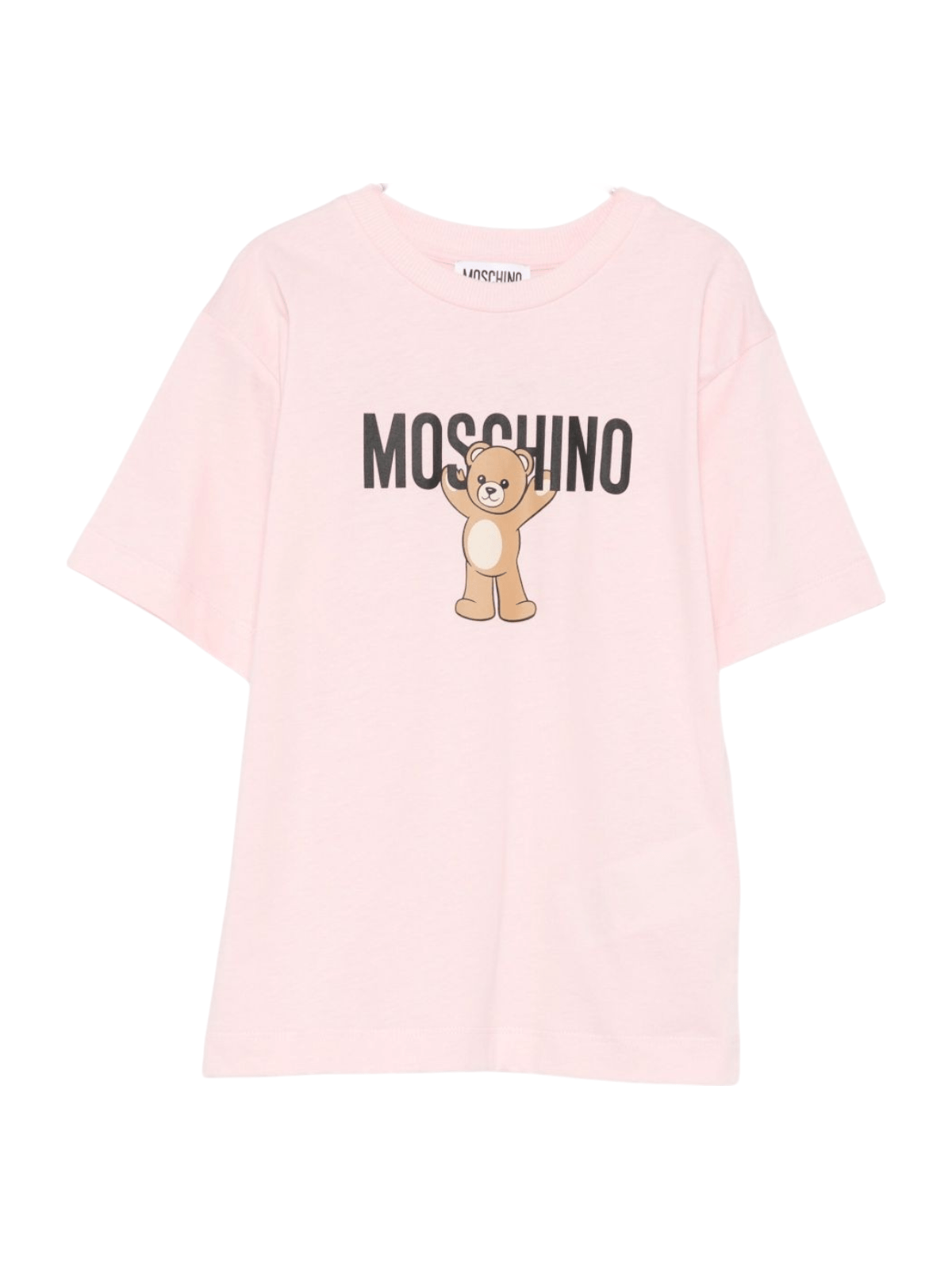 T-shirt per bambina Moschino Kids rosa con stampa logo e scritta - Rubino Kids
