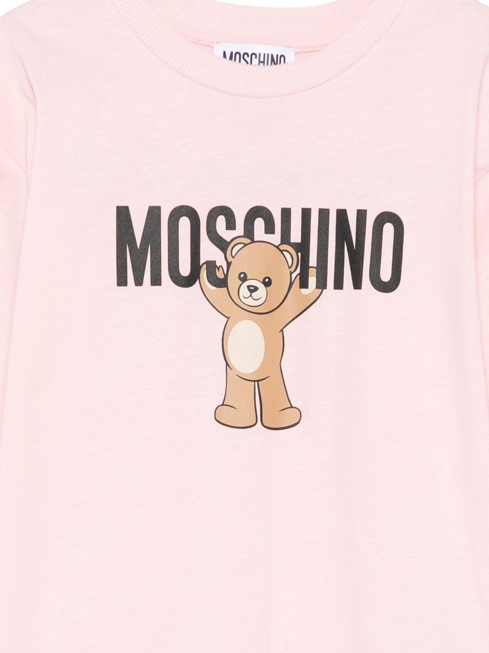 T-shirt per bambina Moschino Kids rosa con stampa logo e scritta - Rubino Kids
