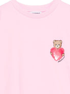 T-shirt per bambina Moschino Kids rosa con stampa Teddy Bear - Rubino Kids