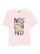 T-shirt per bambina Moschino Kids rosa con stampa Teddy Bear - Rubino Kids