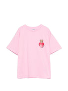T-shirt per bambina Moschino Kids rosa con stampa Teddy Bear - Rubino Kids